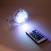 圆形鱼缸小夹灯无线电池照明灯光遥控变色装 饰彩灯防水LED布景灯