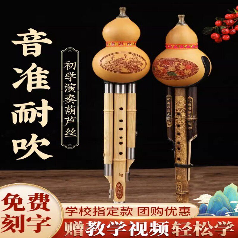 葫芦丝乐器C调降B调初学者儿童成人小学生专用D调F调专业演奏七孔