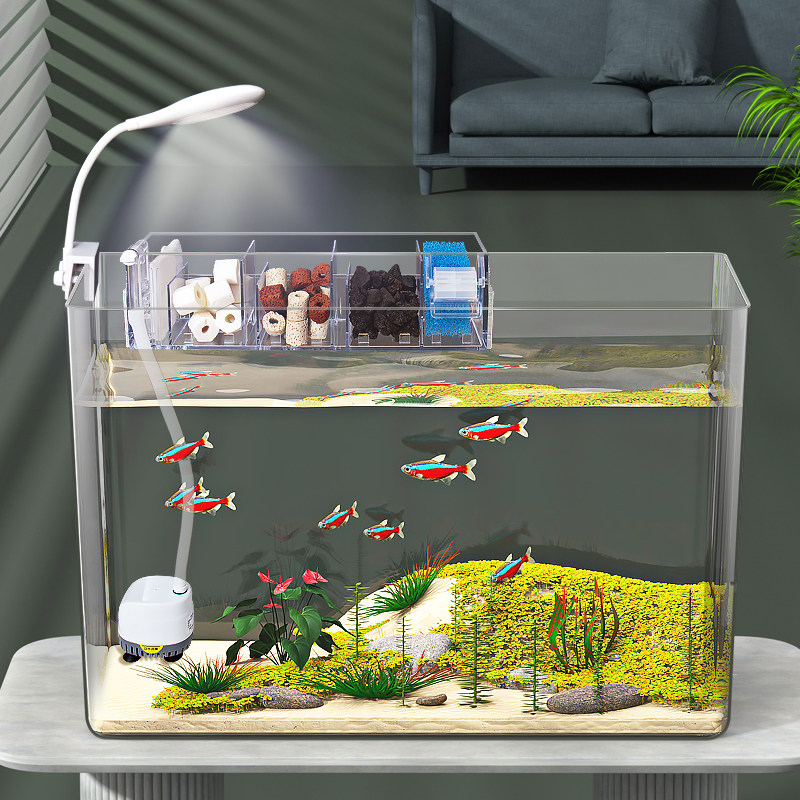 鱼缸小型客厅桌面造景创意压克力自循环制氧过滤一体式生态金鱼缸,宠物/宠物食品及用品,桌面缸,淘宝优惠券,粉丝福利购,淘宝优惠卷