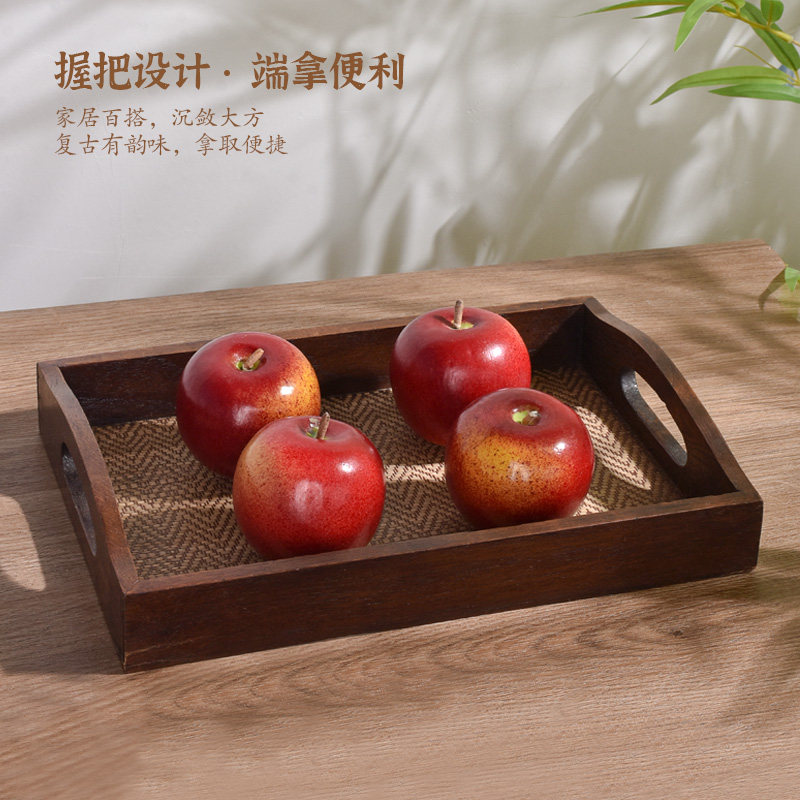 泰式实木复古茶具美容院小茶盘家用放茶杯托盘复古中式茶杯收纳盘