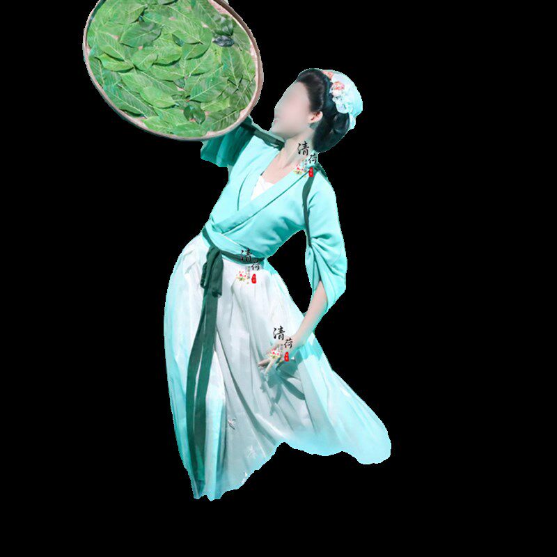 古典舞舞衣服中国风采茶舞衣粉色舞蹈表演汉服仙气唯美舞蹈演出服