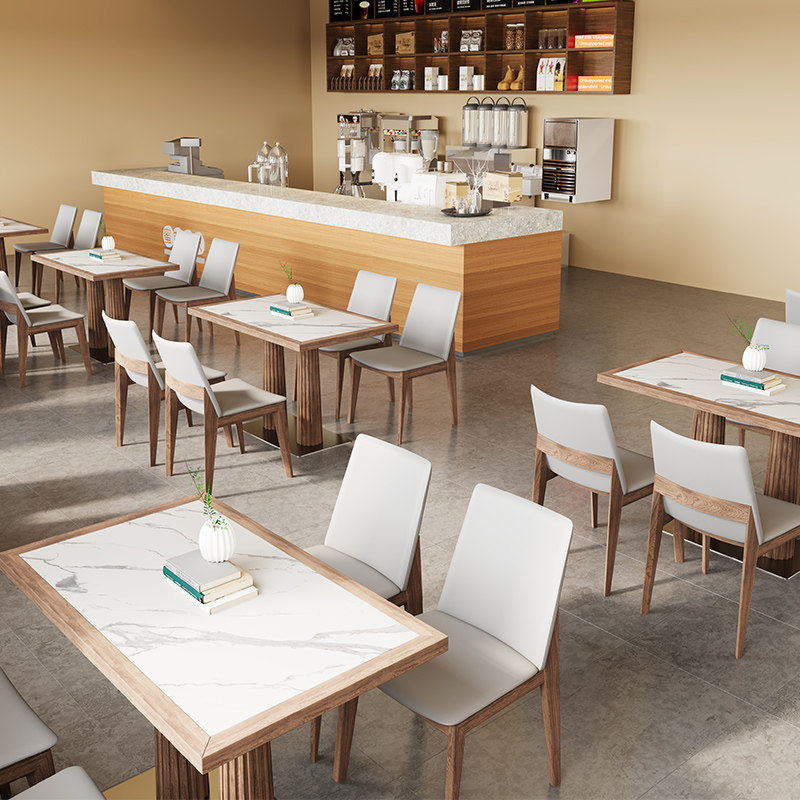 咖啡厅复古实木西餐厅日料店餐饮面馆饭店商用长方型岩板桌椅,住宅家具,岩板餐桌,淘宝优惠券,粉丝福利购,淘宝优惠卷