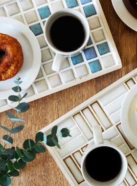 芬理希梦 在家里也有瓷砖工艺室内装饰的咖啡托盘装 /3228