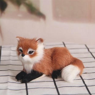 汽车用品公仔仿真狐狸车饰品家居摆件工艺品摄影道具白狐宠物玩偶