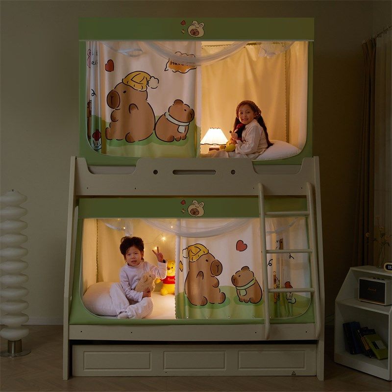子母床蚊帐上下铺梯形家用儿童卧室高低床遮光一体床帘免安装,床上用品,蚊帐,淘宝优惠券,粉丝福利购,淘宝优惠卷