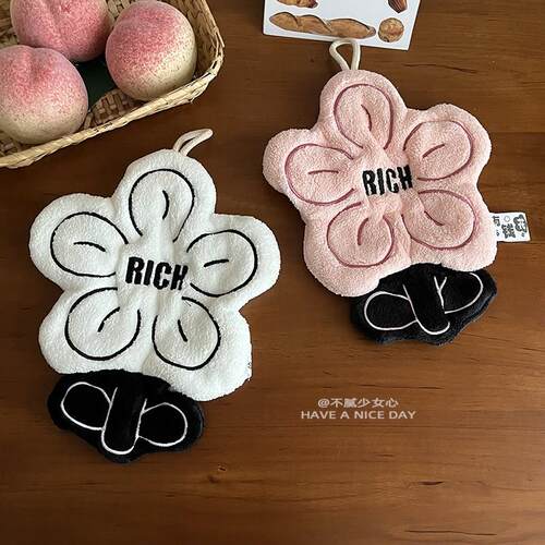 rich有钱花擦手巾挂式可爱超强吸水加厚毛巾手帕不发臭厨房卫生间