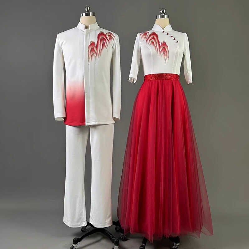 新款大合唱团演出服男女中学生诗歌朗诵红歌比赛表演服主持人礼服