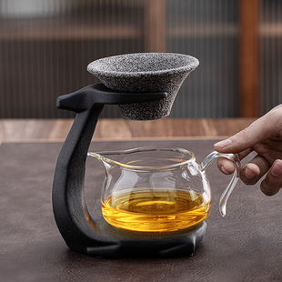 玻璃公道杯茶滤一体组合套装懒人过滤网泡茶神器无孔茶漏茶具配件