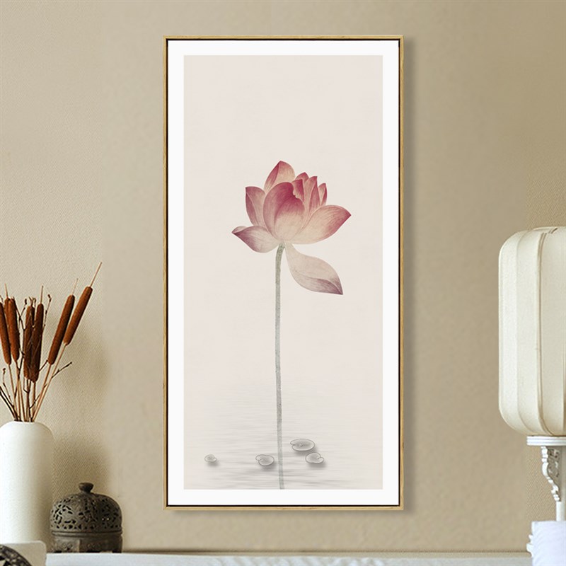 新中式客厅中国风荷花装饰画茶室背景墙三联禅意挂画墙画玄关壁画