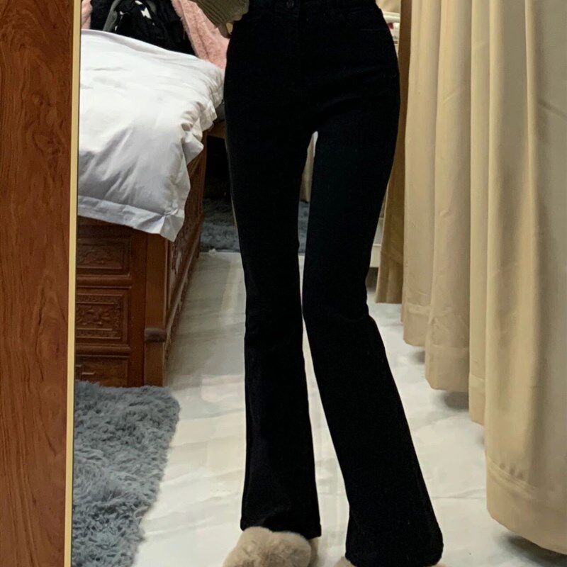 小矮个子145显腿长牛仔微喇裤女150cm高腰显高百搭修身长裤XS码夏