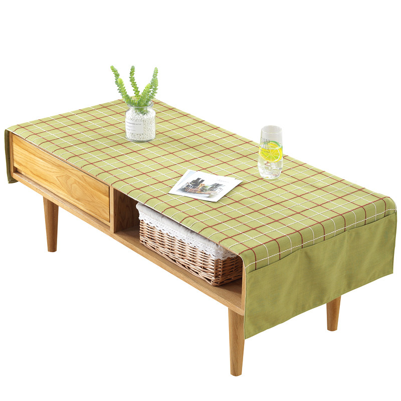 格纹茶几巾 简约日式格子布艺茶几收纳袋有口袋防尘盖巾盖布,居家布艺,桌布,淘宝优惠券,粉丝福利购,淘宝优惠卷