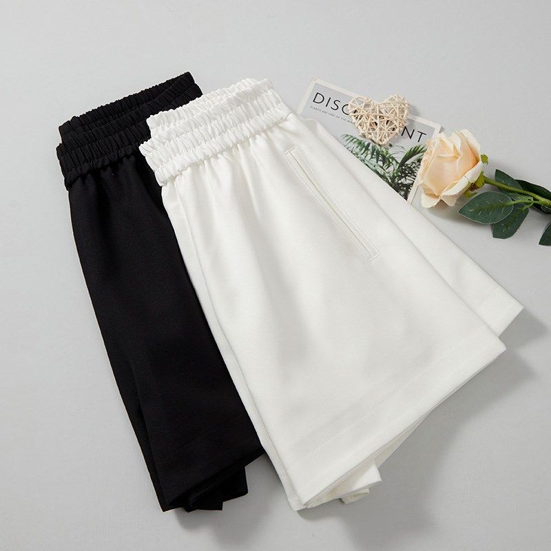 黑色西装短裤女夏2025新款松紧高腰小个子显瘦百搭直筒休闲打底裤,女装/女士精品,休闲裤,淘宝优惠券,粉丝福利购,淘宝优惠卷