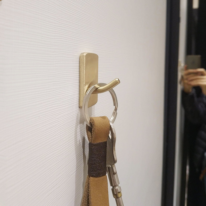长形挂钩小号迷你可爱黄铜勾金属单钩入户挂钥匙玄关门后墙面粘钩