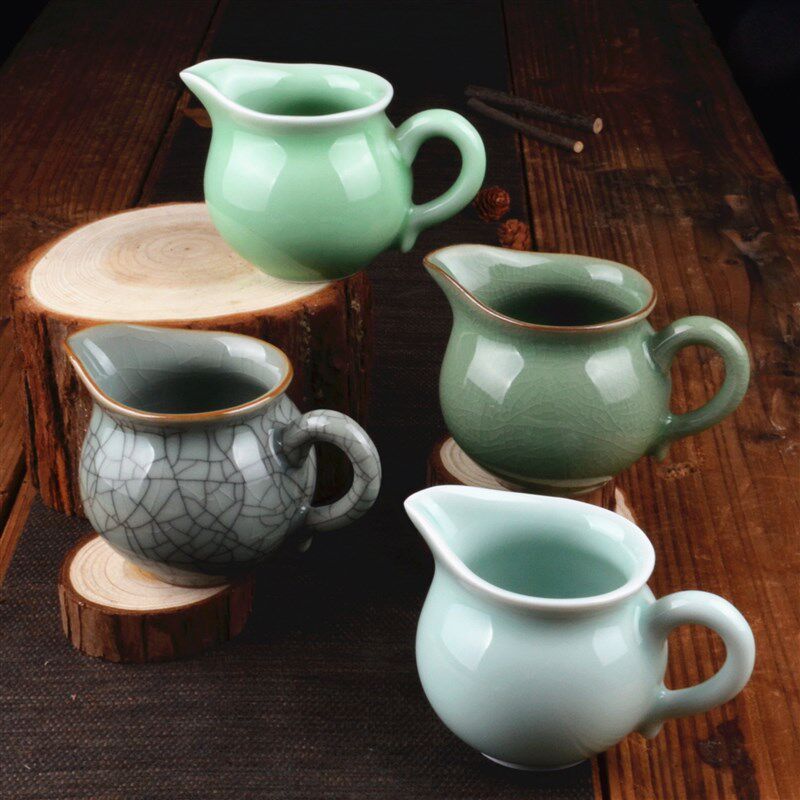 公道杯龙泉青瓷功夫茶具茶海配件 陶瓷开片冰裂公杯 分茶器匀杯子