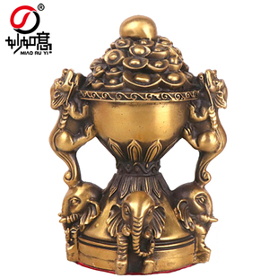 妙如意 铜四象聚宝盆摆件铜象大象吉象貔貅聚宝盆象工艺品