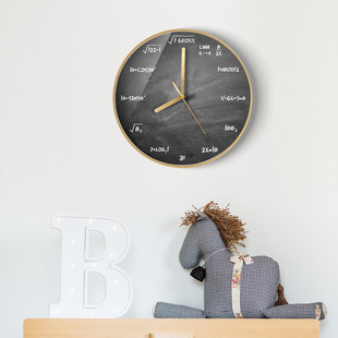 三小姐数学公式个性创意挂钟客厅书房装饰钟表卧室儿童房静音时钟