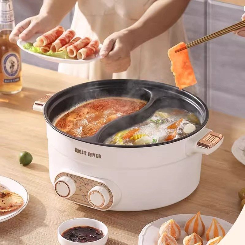 德国鸳鸯电火锅宿舍家用电煮锅煎炒蒸煮一体电饭煲智能不粘电炒锅,厨房电器,电煮锅,淘宝优惠券,粉丝福利购,淘宝优惠卷