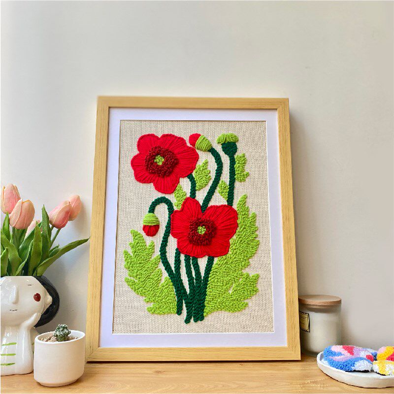 戳戳绣花朵装饰画手工diy家居装饰挂件大幅毛线刺绣戳戳乐材料包
