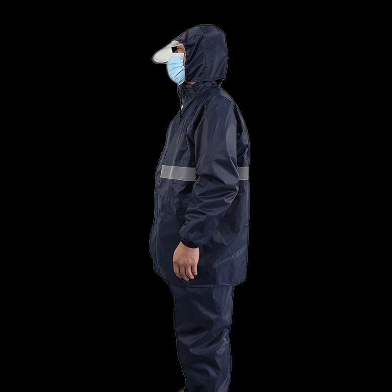 汉盾 HD-RAC002 带反光条双层分体雨衣(带网格内衬)藏青色