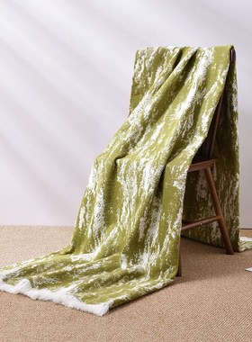 样房酒店民宿绿色床尾巾手工流苏搭巾床旗现代卧室床盖被沙发毯