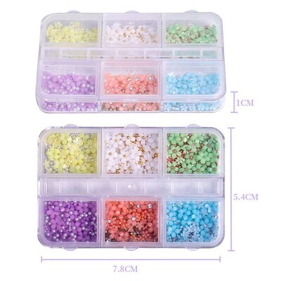 Hot Selling 6 Grids Macaron 3D Resin Five-petal Flowers Nail