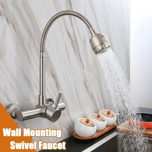 Onyzpily Free Shipping Black Brushed Kitchen Faucet Wall Mou