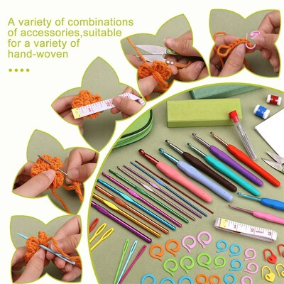 Fenrry Crochet Hook Set Crochet Needle Kit Beginner Yarn Nee