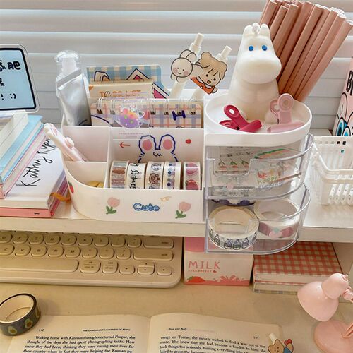 Creative Desktop Storage Box Organizer Plastic Drawer Transp