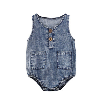 Baby Summer Denim Rompers Toddler Newborn Baby Boys Girls Sl
