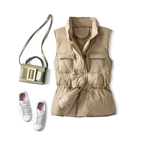 2023 New Light Women Short Vest Warm Waistcoat Female White