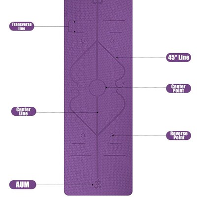 New 1830*610*6mm TPE Yoga Mat with Position Line Non Slip Ca