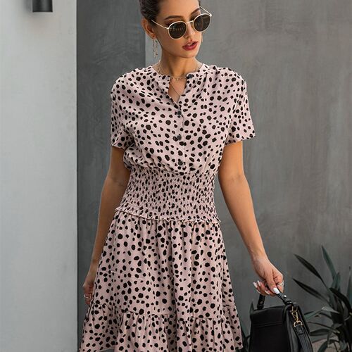 Dress Women Leopard Casual Black Summer Ruffle Mini Dresses