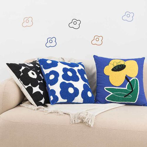 Nordic Ins Style Poppy Flower Pillow Black and White Waist P
