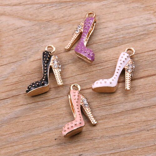 4Pcs 14*18mm Four Color Alloy Metal Drop Oil High Heels Char