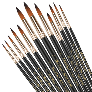 Set Brushes Professional Brush Point 12pcs Round Paint