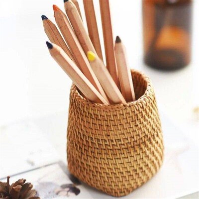 Box 1Pc Trapezoid Household Cosmetic Storage Basket Rattan