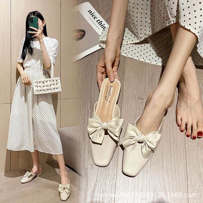 New Half-support Temperament French Style Baotou Half Slippe