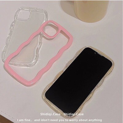Cute Korea Solid 2N1 Wave Transparent Silicone Case for ipho