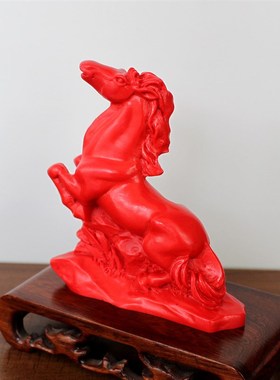 红朱砂桌面小摆件生肖马属相复古电脑桌书桌小装饰品中式摆设
