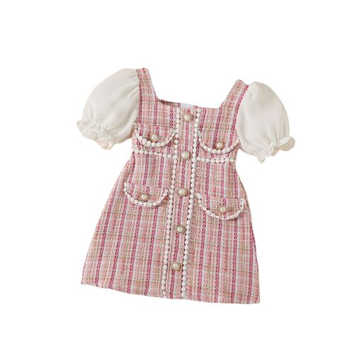 Girls Dress Summer Puff Sleeve Children Sweet Dress Ball Gow