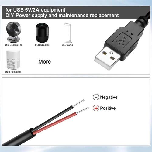 DC 2 Pin USB Power Cable USB Male Female to 2 Core Extension