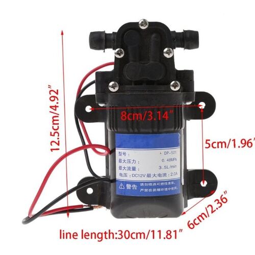 DC 12V 3.5L/Min 0.48MPa 70 PSI Diaphragm High Pressure Self