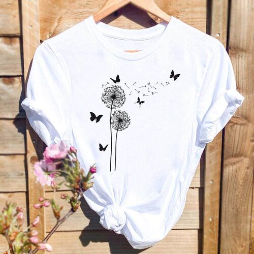 Women Watercolor Spring Butterfly Floral Flower Fashion