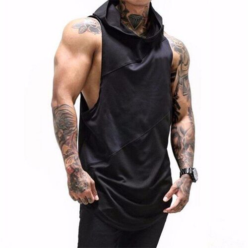 Three-segment Stitching tton Stitching Mesh Mens Fitness Ve
