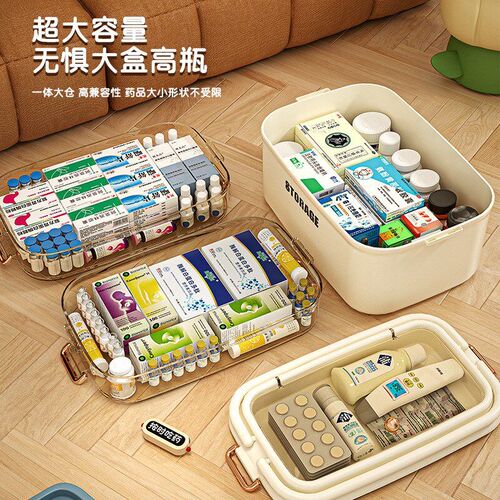 Multi-layer large-capacity portable home medicine box