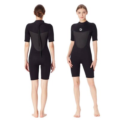 Womens 3MM Neoprene One Piece Diving Suit Short Sleeves The