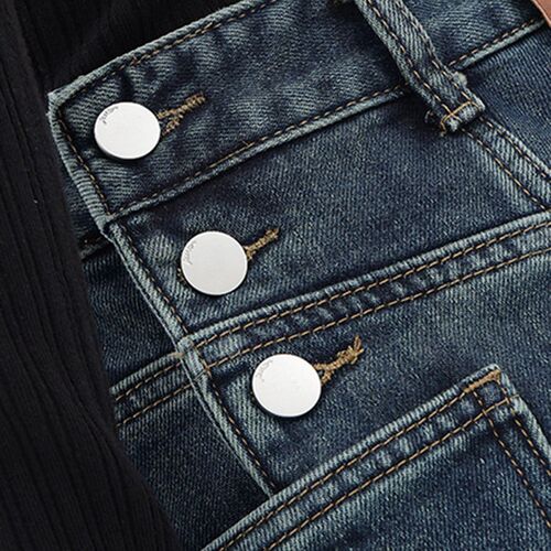 Baggy Jeans Women High Waisted Irregular Blue Denim Pants Fa