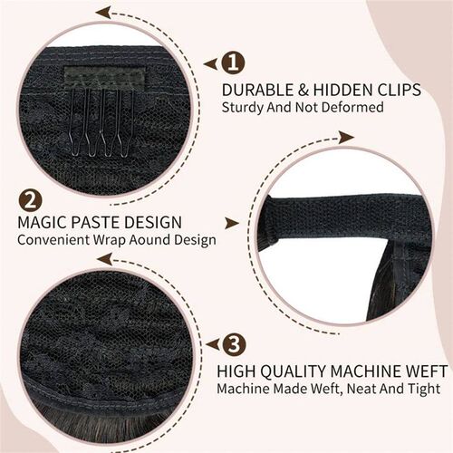 tail Human Hair Wrap Around Bone Straight Brazilian Remy Hai