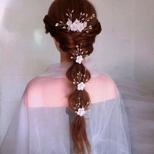 White Flower Pearls Hair s Wedding Head Comb Hairpins Hair C