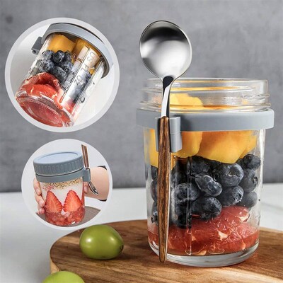 300ML Overnight Oats Jars Milk Fruit Salad Food Storage Cont